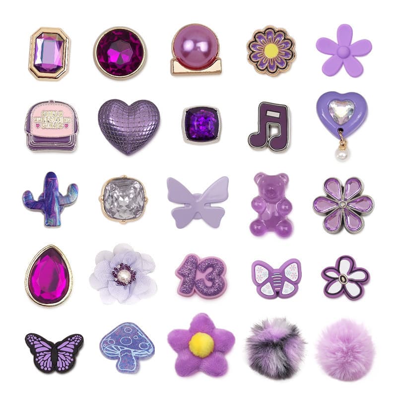 Miss Zoe Jibtz Bolsas Com Buracos De metal Roxo Acessórios Para Bola De Pele Roxa