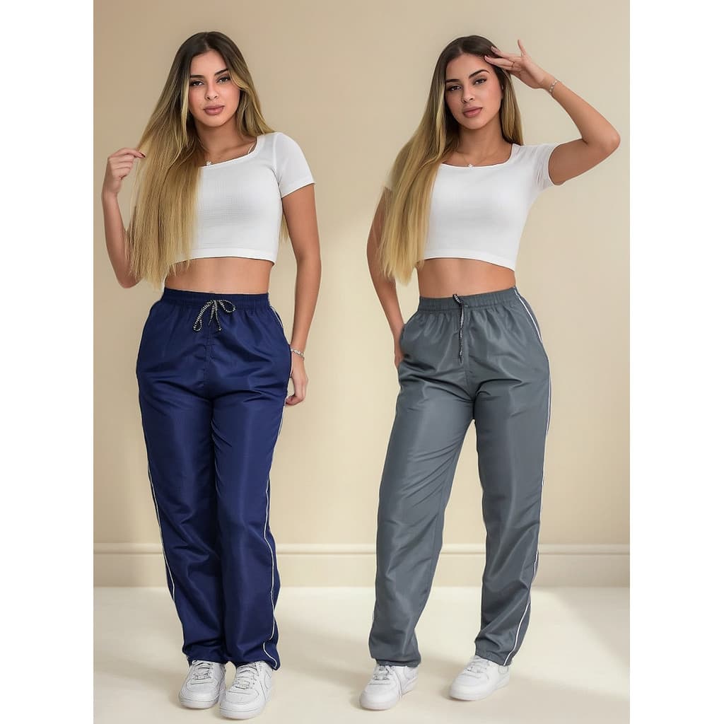 Combo 2 Calcas Tactel Academia Casual Street Modal 3 Bolsos