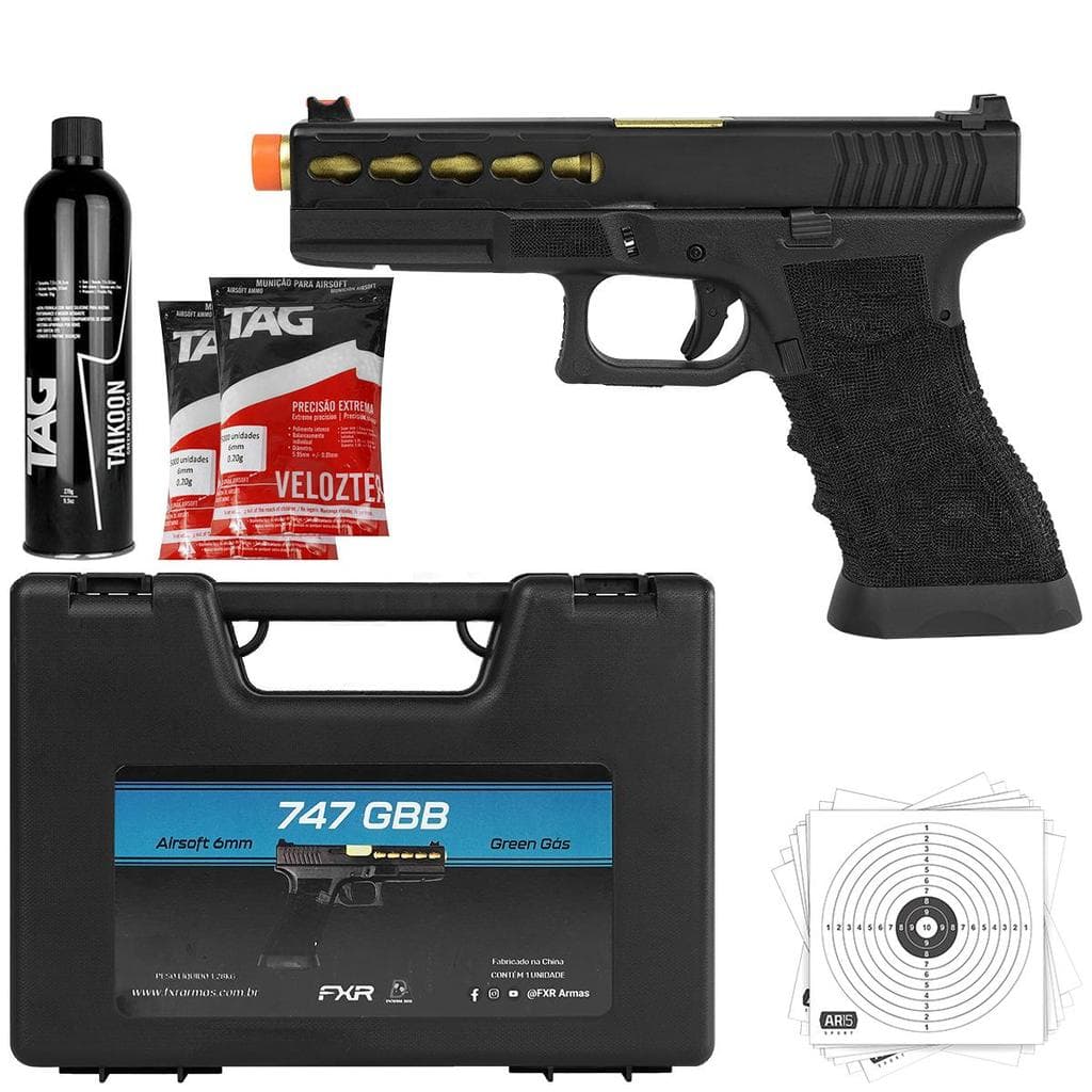 Pistola Gk Tactical 747 GBB 6mm Blowback Double Bell + BBs