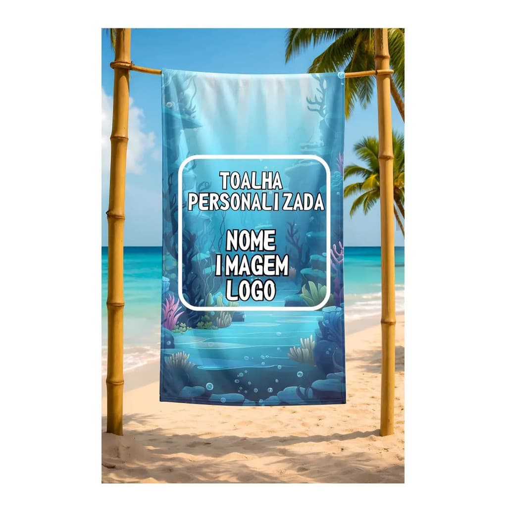 Toalha Banho Personalizada Logo Nome Imagem Praia Piscina