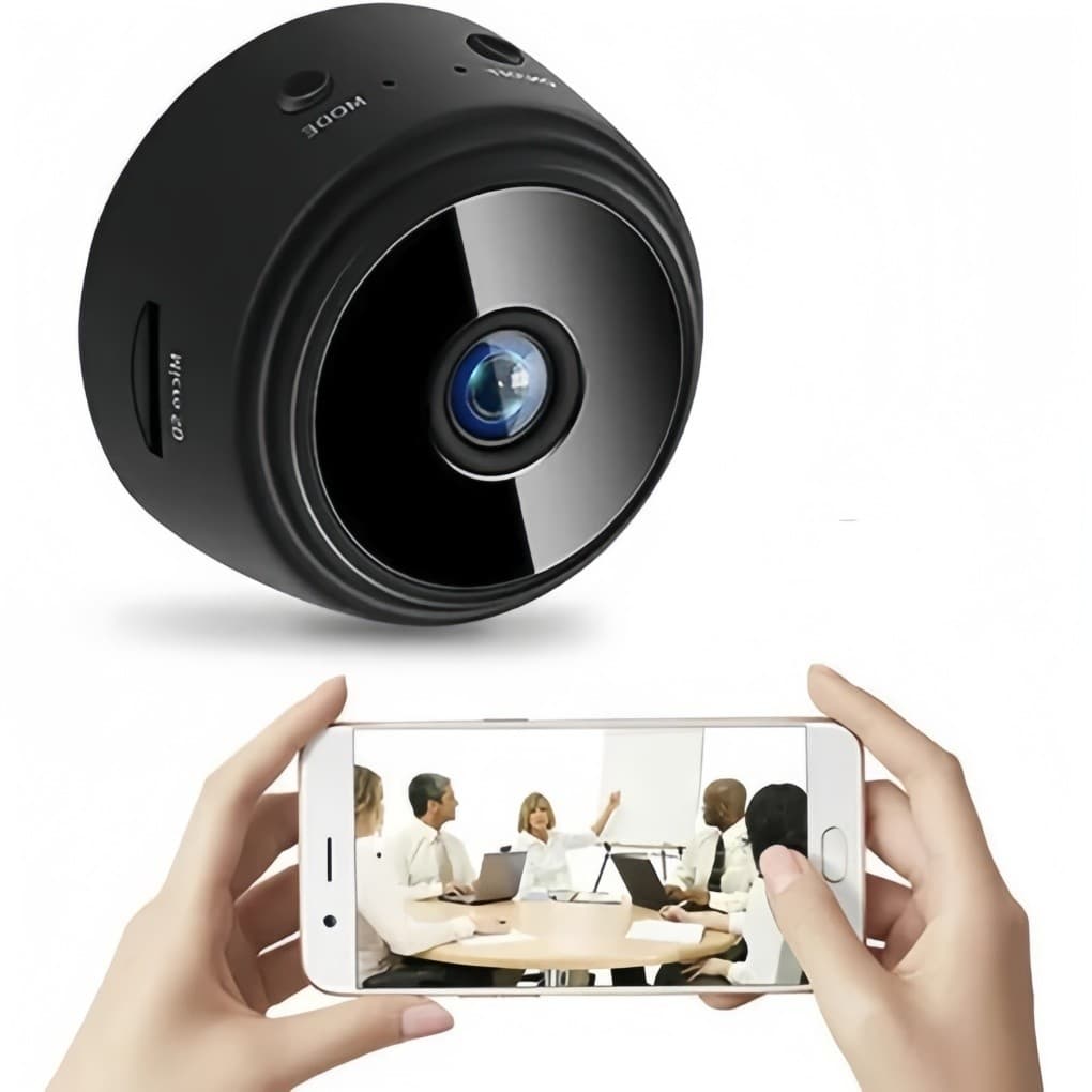 Mini Câmera Wi-Fi A9 Full HD 1080p com Visão Noturna, Detecção de Movimento e Rotação 360°