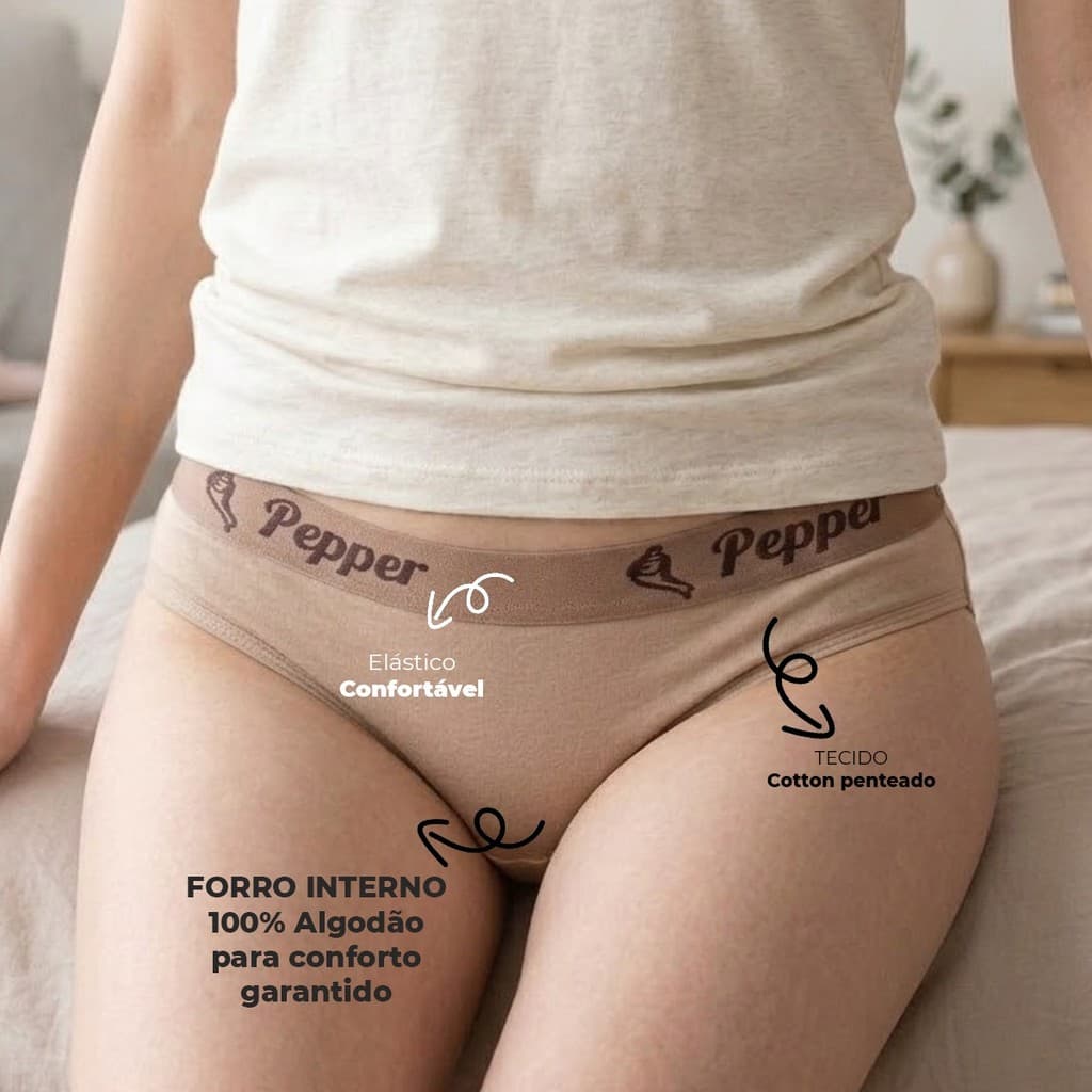 Kit 10 Calcinhas Adolescente LISAS Juvenil Elástico exposto cotton 8% - Pepper Lingerie