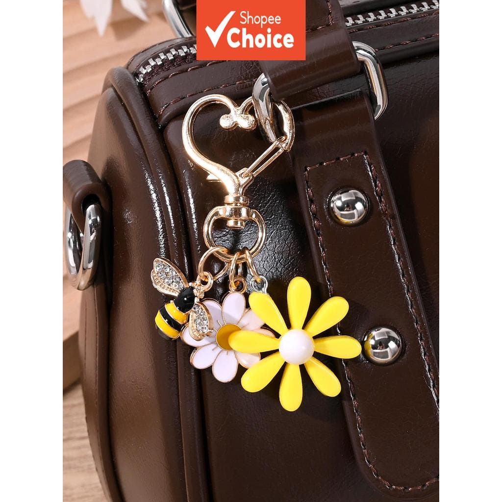  Chaveiro Pingente de Abelha e Girassol Fofo - Encanto Acessório para Bolsa, Melhor Presente para Família, Amigos e