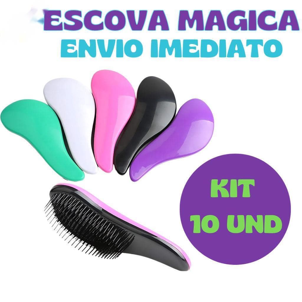 E7UA Kit 10 - Escovas Mágicas pra cabelo - Anti Frizz - De Desembaraçar Cabelo cores sortidas