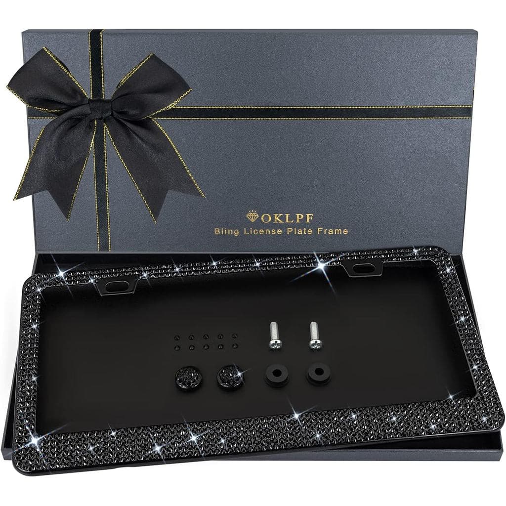 Moldura De Placa Bling Para Mulheres , 1 Unidade De Molduras De Matrícula Brilhantes | Mais De 1200 Peças 14 Facetas Bed