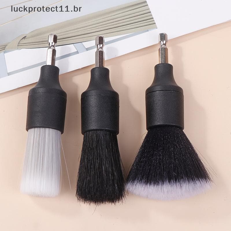 LTBR 3 Pçs Nova Escova De Detalhe Do Carro Broca Elétrica Cerdas De Javali Limpeza Interior Fenda ~