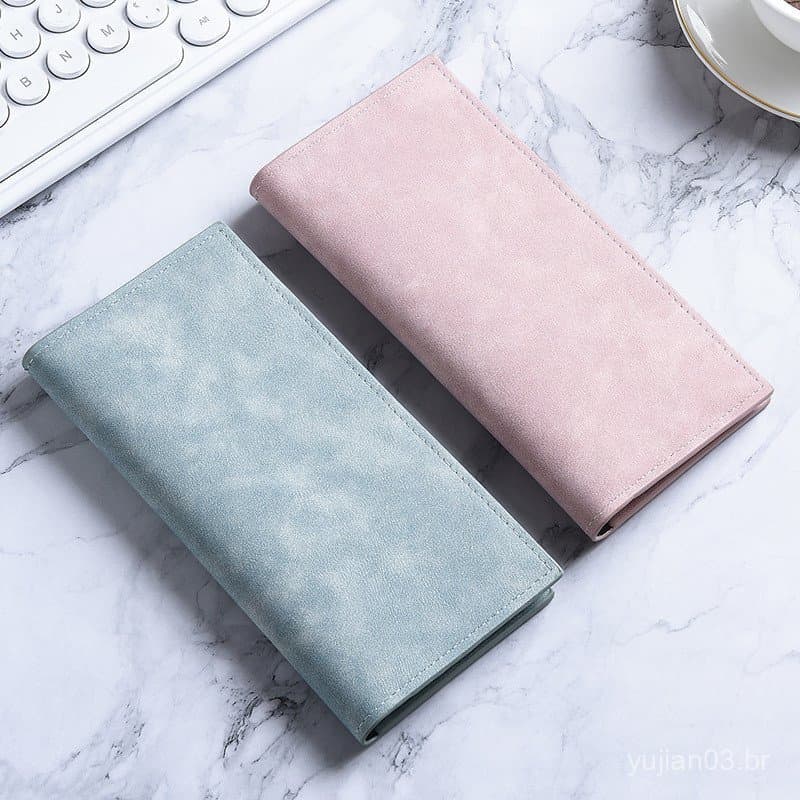 Carteira masculina longa, ultrafina, com múltiplos compartimentos para cartões, carteira simples de couro macio, grande 