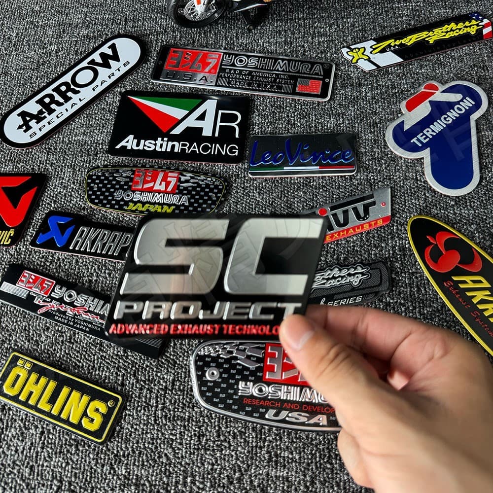 Yoshimura SC Logo AR Metal Alumínio Adesivo Tubo de Escape Escorpião Modificado Escape Resistente a Altas Temperaturas D