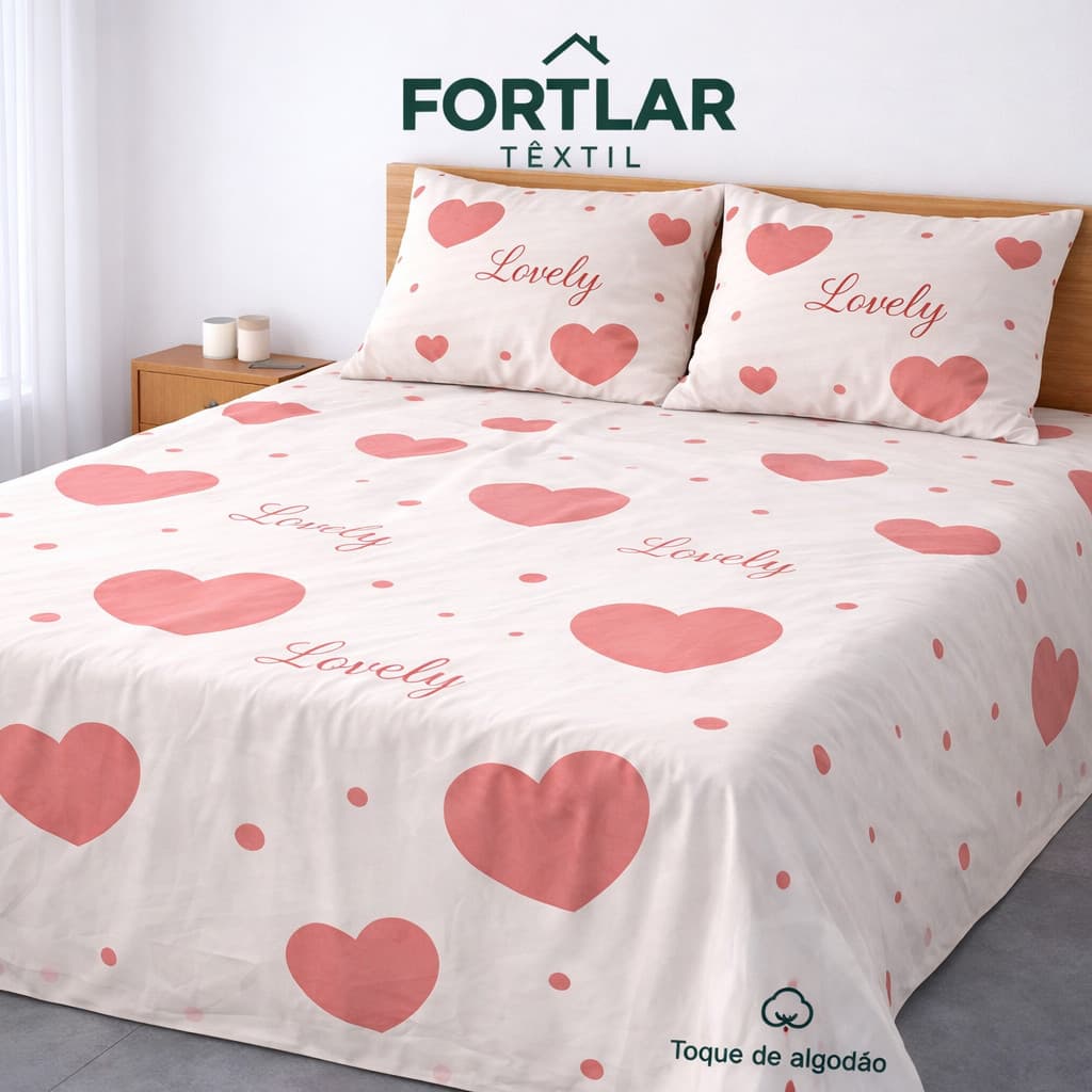 Kit 3 Pçs Lençol Casal Percal 500 Fios Linha Premium Luxo