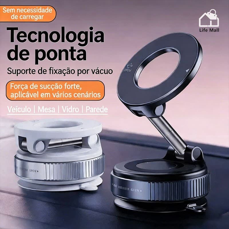 Suporte Magnético Para Telefone Carro MagSafe-360 ° Giratório De Sucção A Vácuo Dobrável E Ajustável