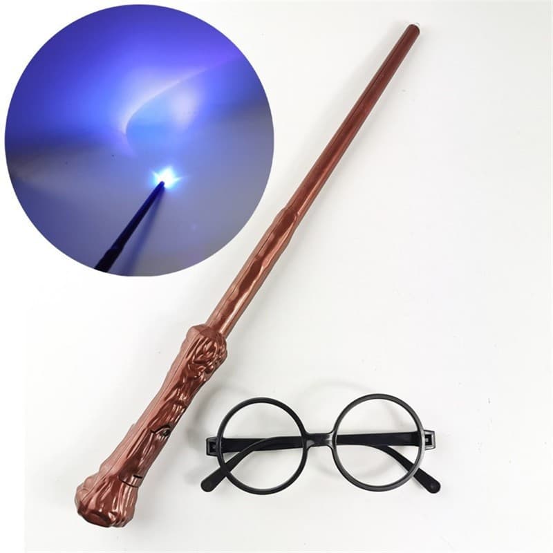 2pcs/conjunto Figuras de Ação do Filme Harry Potter Material PVC com Luz e Som Varinha Mágica de Harry Potter Óculos Ace