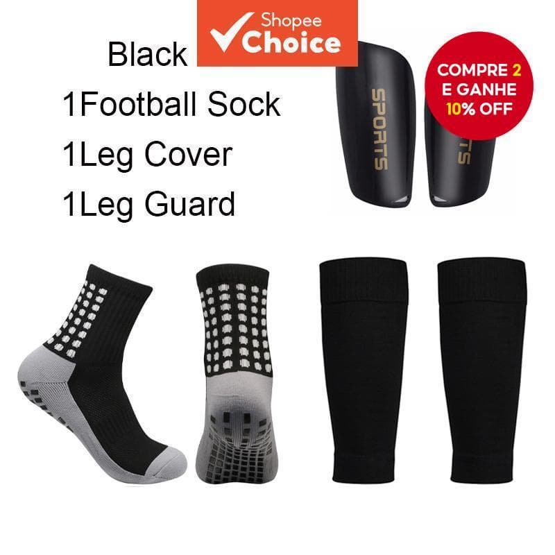 Conjunto De Kit De Futebol-Meias Antiderrapantes + Mangas Para Pernas + Caneleiras Crianças E Adultos (Equipamento De 3 