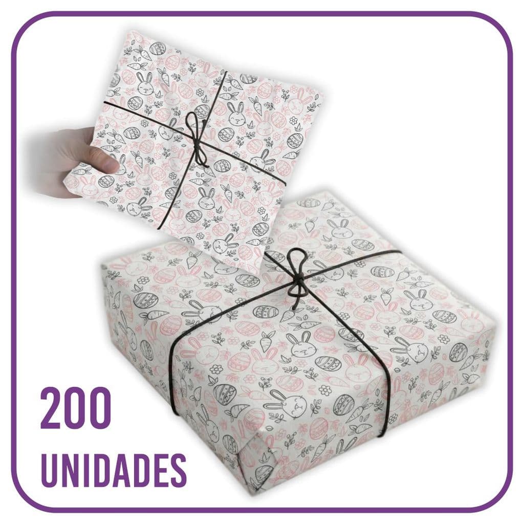 Papel Seda Premium Feliz Páscoa Rosa 07 - 60x40cm 200 folhas