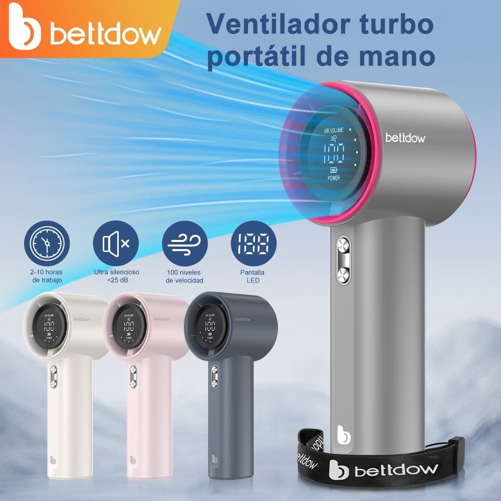 Mini Ventilador EZRA 3600mAh , Vento Forte , 100 Velocidades De Engrenagem , Display Digital , Ajustável