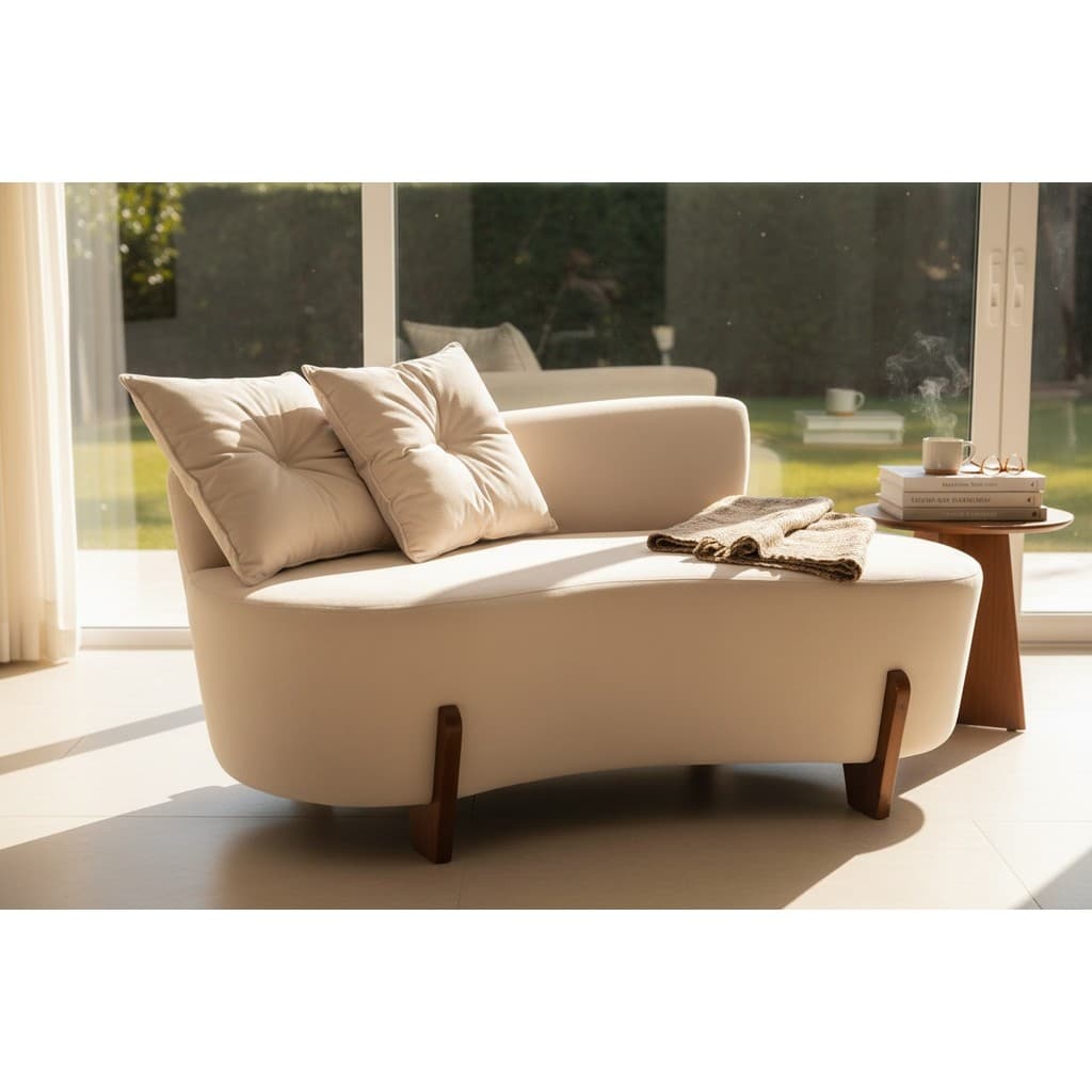 Namoradeira Sofá Feijão Luna 130cm Orgânica Suede