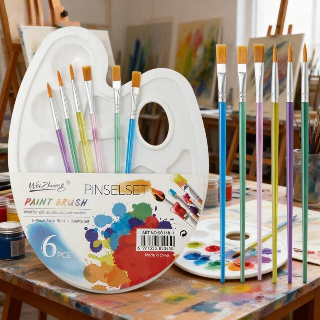 Kit com 6/12 Pincéis artísticos para pintura cerdas macias, aquarela, guache, pintura a óleo, acrílico gode aquarela