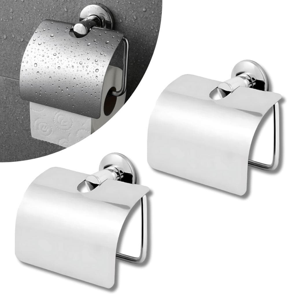 Kit 02 Porta Papel Higiênico Papeleiras 100% Inox com Tampa Modelos stander Fixação de Parede