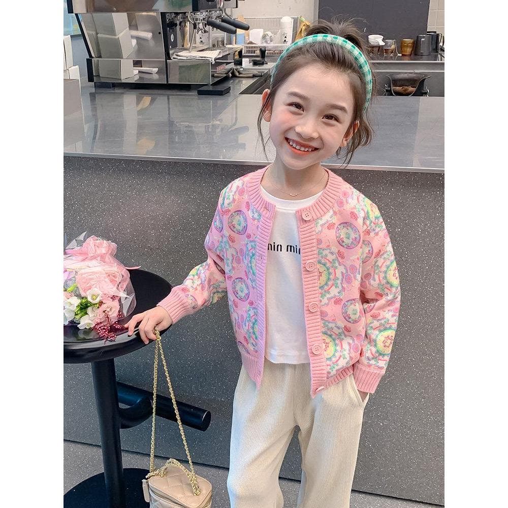 Meninas outono inverno casaco novo estilo infantil velo-velo malha Cardigan Casual topos meninas roupas infantis médio20