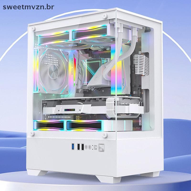 sweetmvzn 270 Graus Transparente Glassputer Caso Torre PC Para M-ATX ITX Placa-Mãe CPU Refrigerador De Água SSDx1 + HDDx