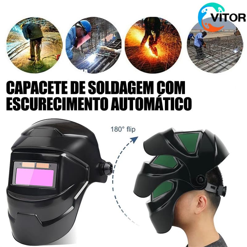 Máscara de Solda Profissional com Escurecimento Automático LCD – Capacete de Soldagem para Uso Industrial