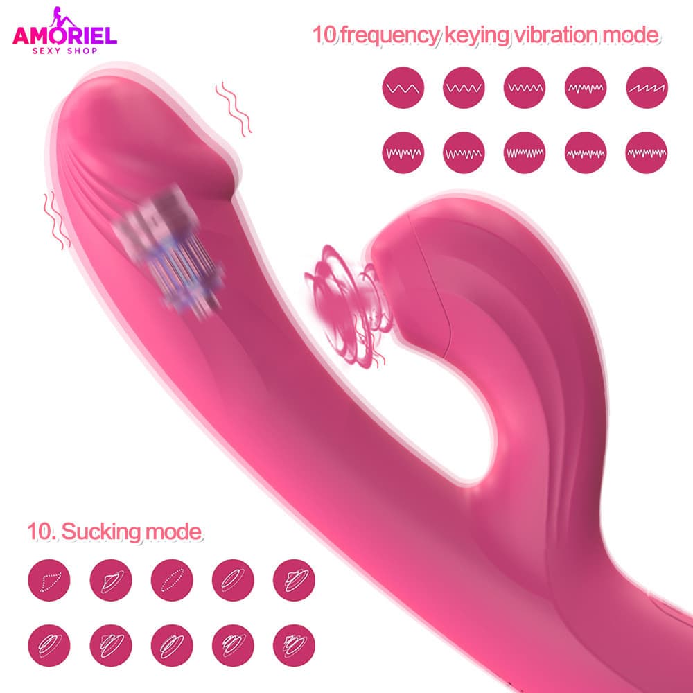 Vibrador Feminino Duplo Ponto G com Sugador de Clitóris | Multimodos, Recarregável USB e Silencioso