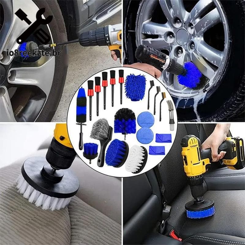 Conjunto Multifuncional De 20 Peças Para Limpeza De Roda De Pneu De Carro , Banheiro , Assar E Limpar Cozinha