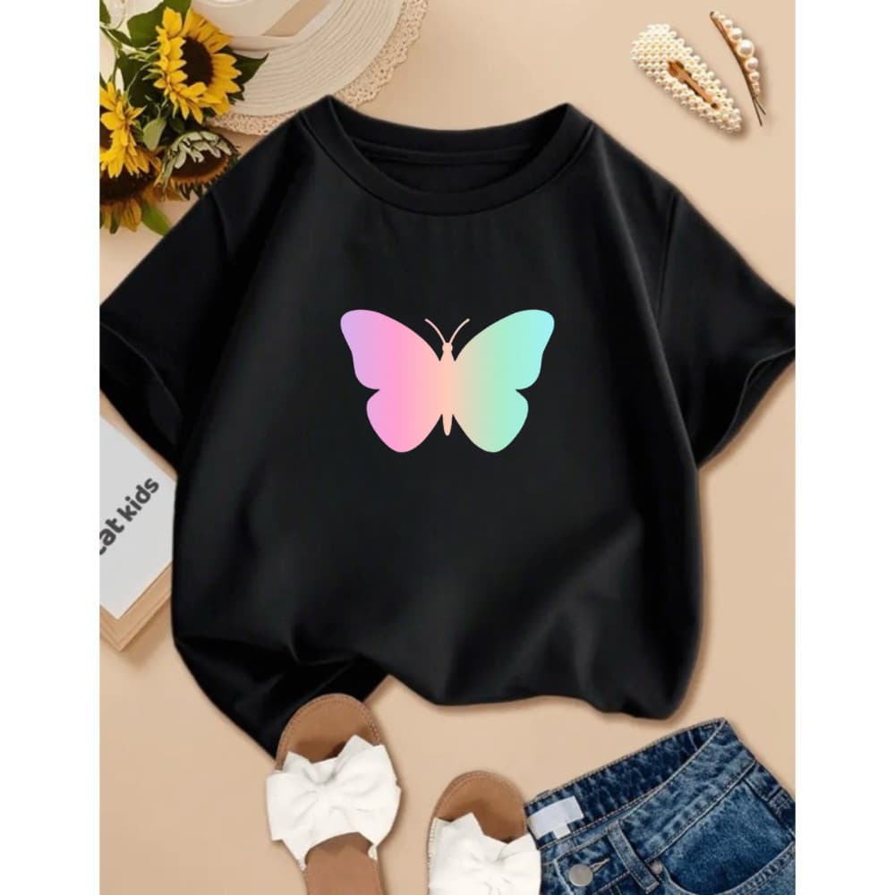 Blusa Blusinha Camiseta Infantil Juvenil Menina Modinha Borboleta Multicolorido 100% Algodão
