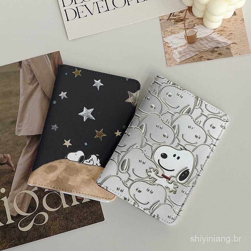 Snoopy Anime Titular De Passaporte Saco De Documentos Estojo Protetor Titular De Cartão Multifuncional