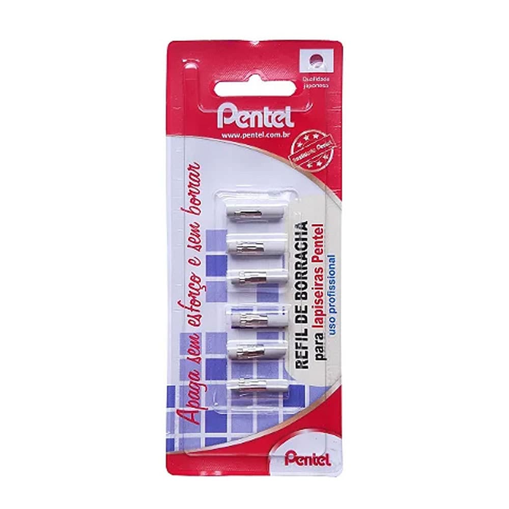 Refil borracha para lapiseira blister com 6 unidades Pentel
