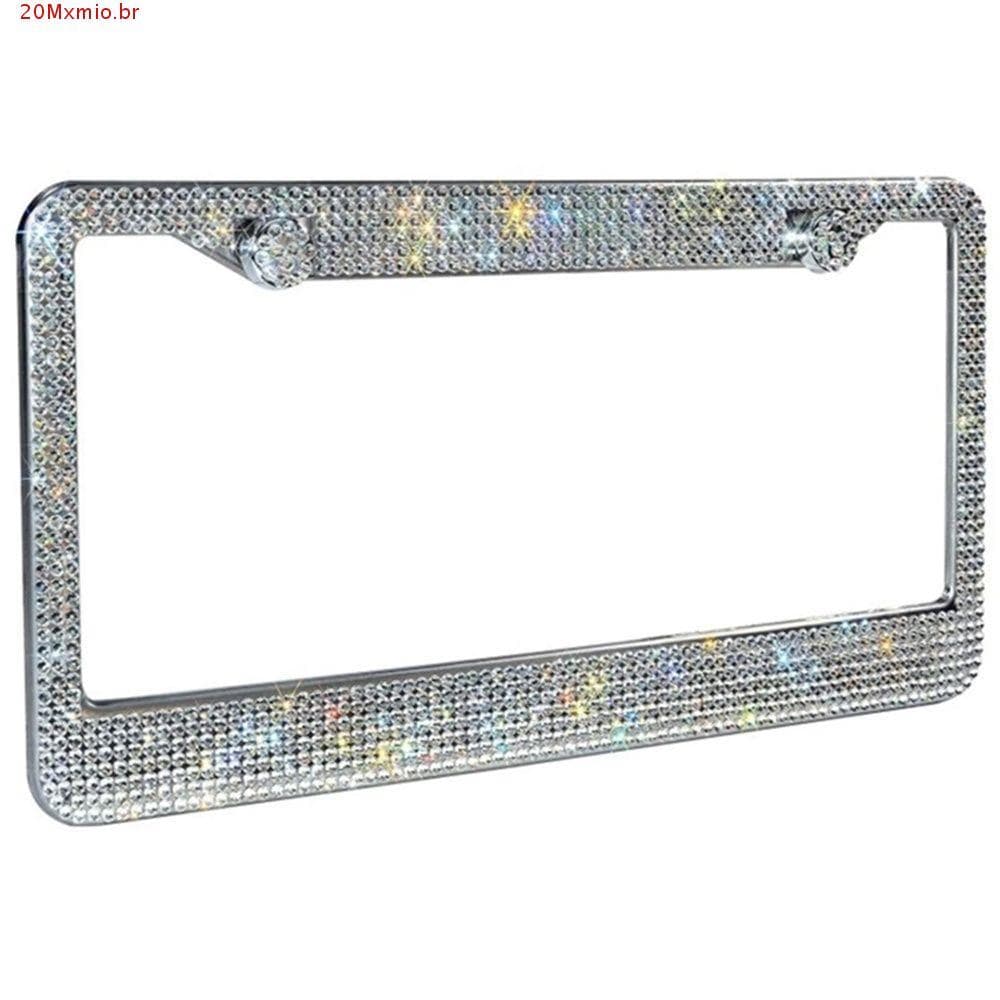 MXMIOB Quadro Da Placa De Licença Feminino Acessórios Do Carro Strass Aço Inoxidável Luxo Cristal Bling