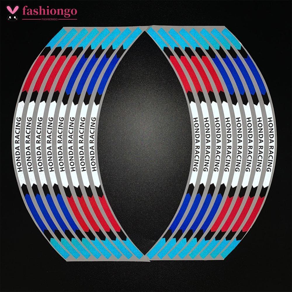 FASHIONGO 16 Unidades Adesivo De Roda De Motocicleta Fita Reflexiva De Aro Para Corrida De Moto 17 " 18 " Carro Acessóri