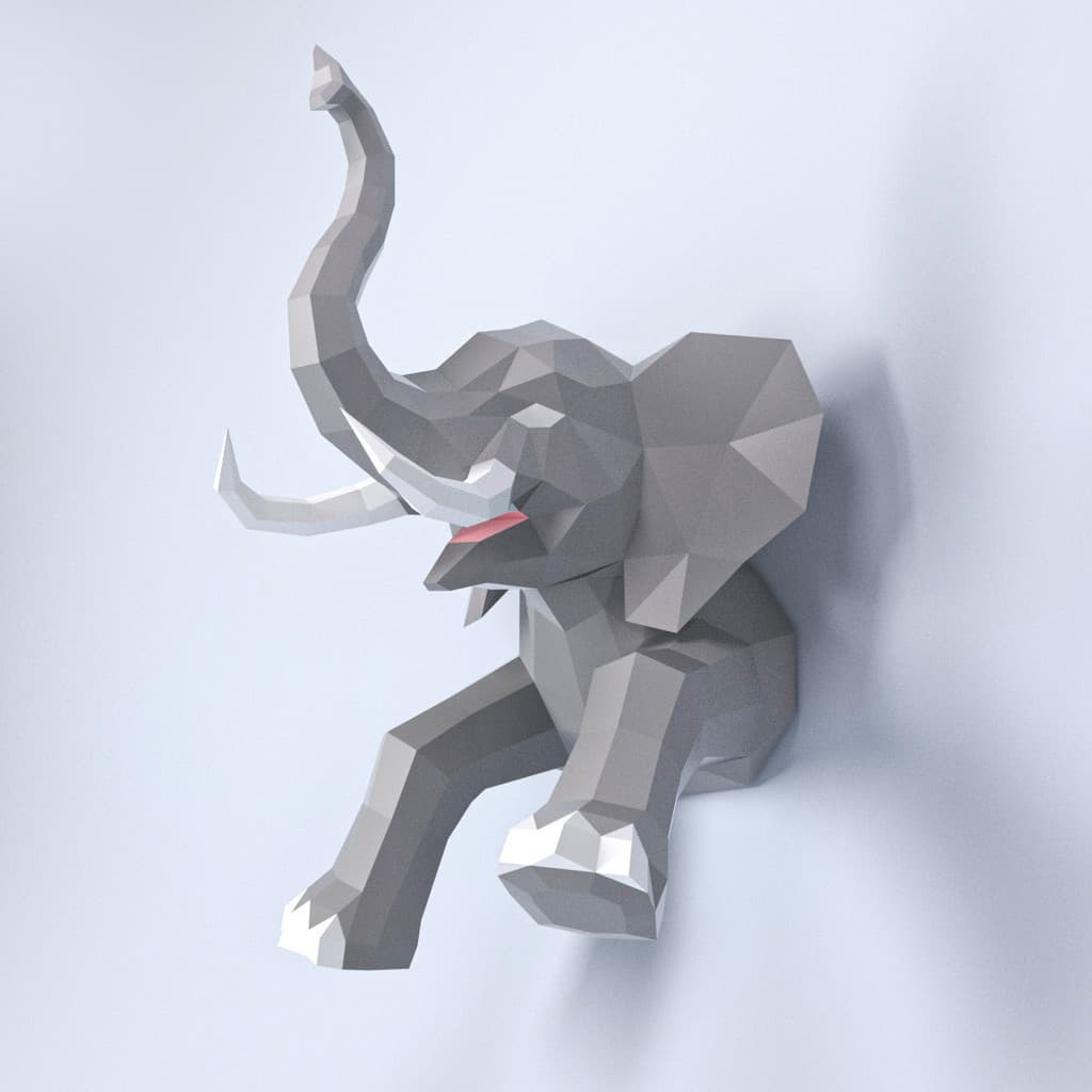 MOMO molde de papel tridimensional elefante busto parede pendurado tridimensional molde de papel pingente de parede Popu