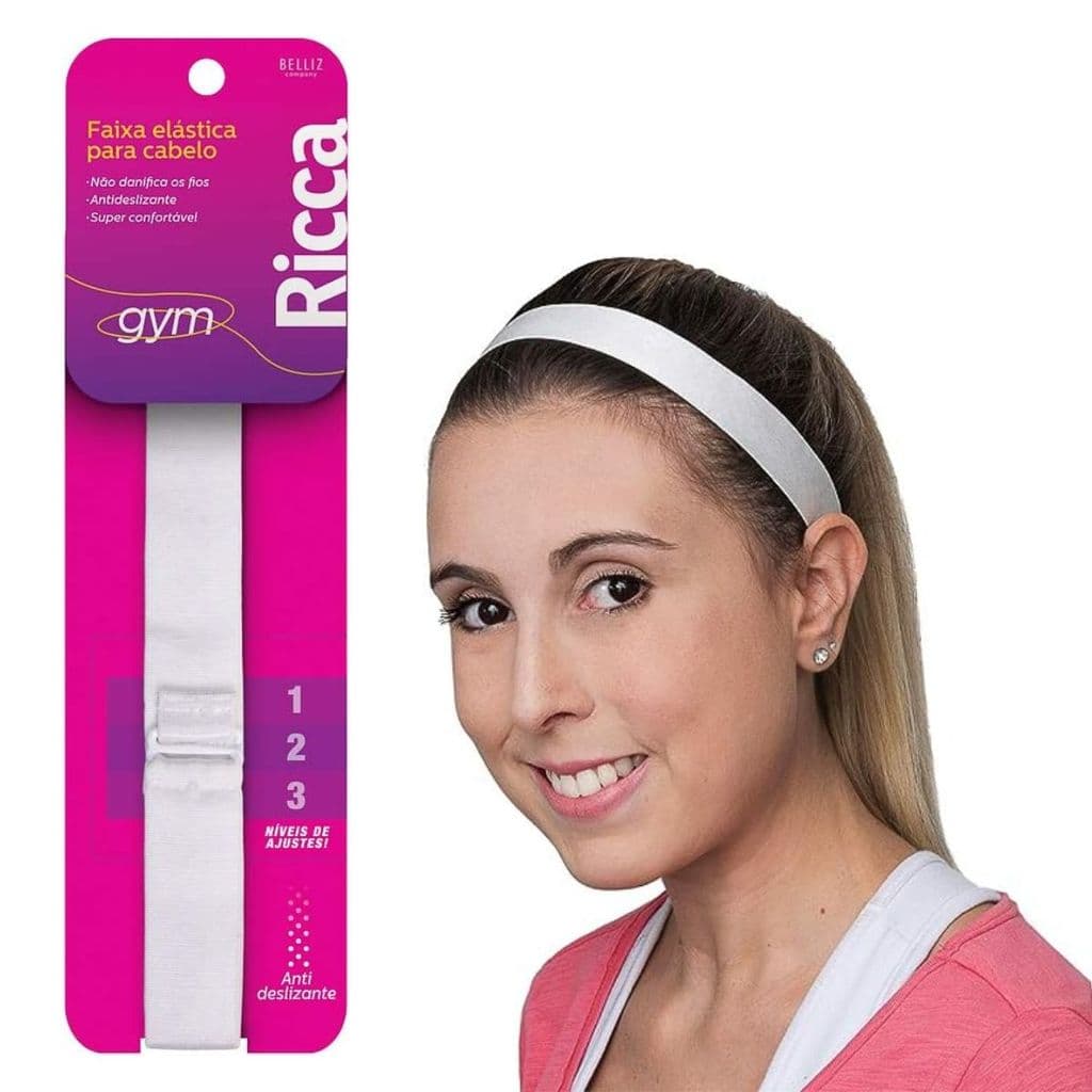 Faixa de cabelo Ricca GYM ajustável white 1046