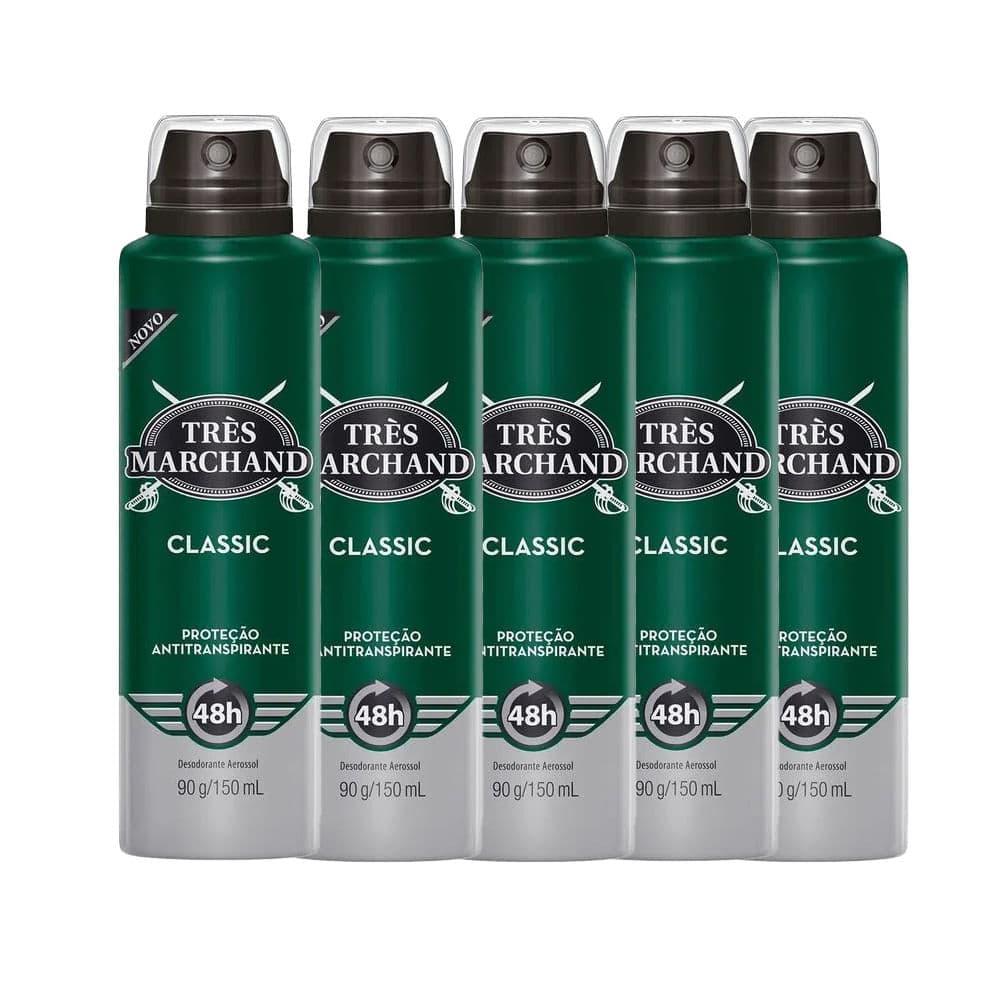 Kit Desodorante Aerosol Très Marchand Classic 150ml - 5 Unidades