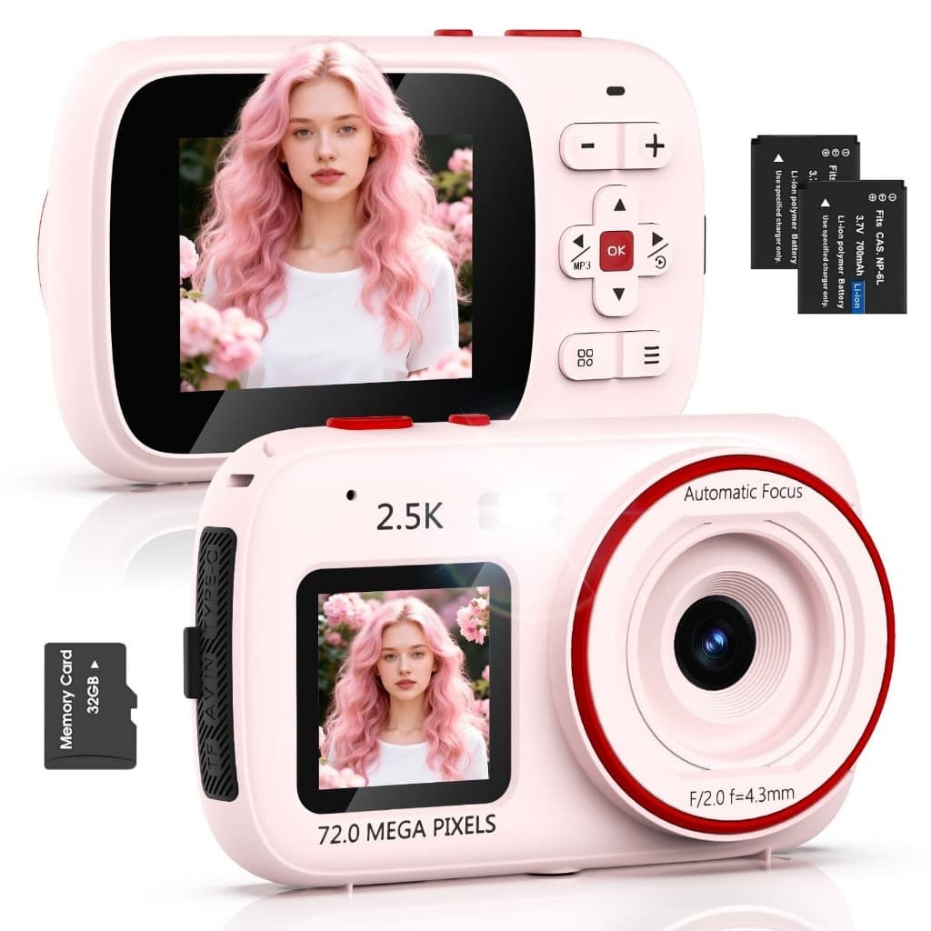 Câmera Digital Dual Screen 4K HD-72mp 16X Zoom Compact Point & Shoot Anti Shake Portátil Com cartão de memória 32GB