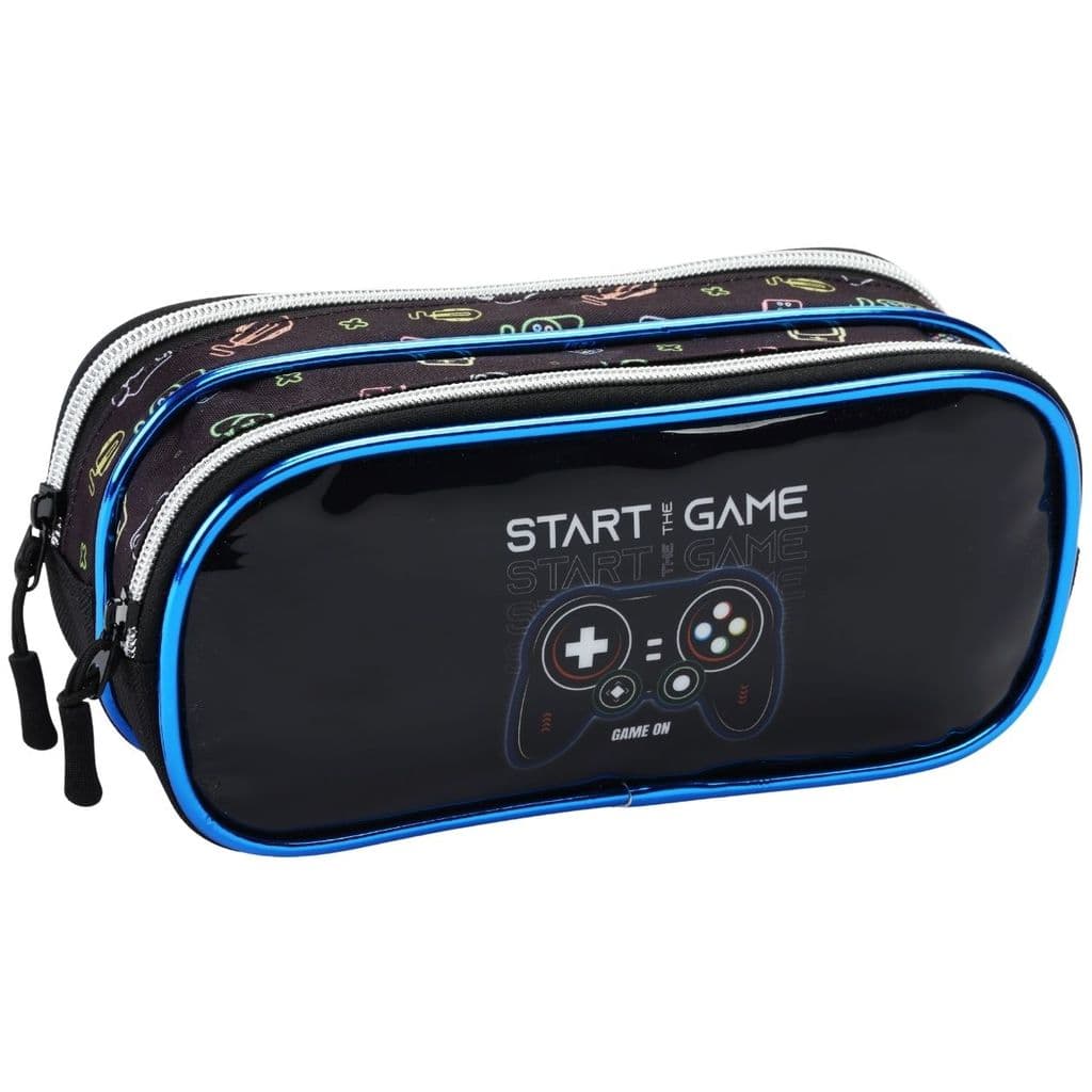 Estojo Escolar Duplo Compartimento Estampa Gamer P/ Lápis Caneta Borracha Material Reforçado Infantil Crianças