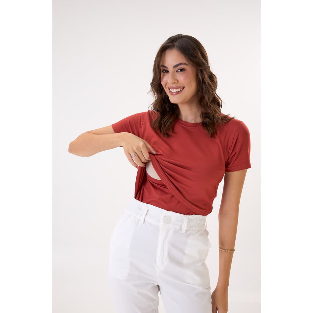 BLUSA DE AMAMENTAÇÃO TERRACOTA
