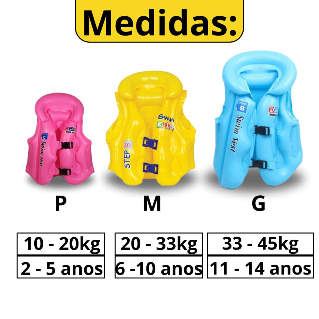 Boia Colete Inflável Infantil para Piscina P M G