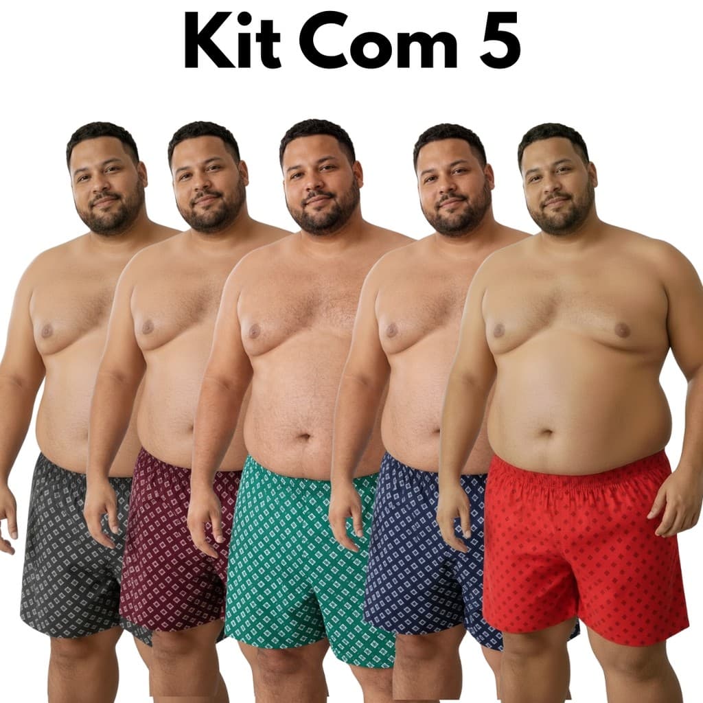 Samba Canção Plus Size XGG Kit com Malha Estampada Leve e Macia Cueca de Dormir Pijama