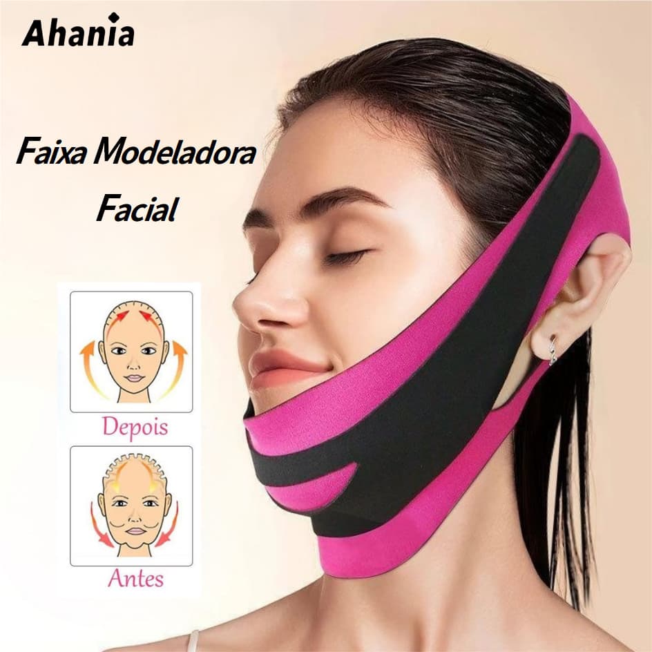 Ahania Faixa Modeladora Facial Cinta Redutora De Papada Elimina Flacidez, Esticar e Firmar Facial