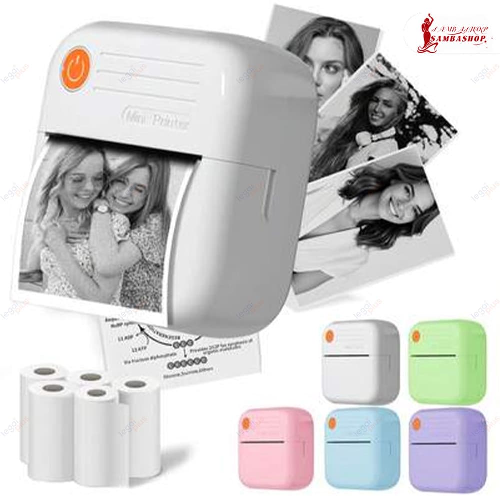 Nova mini impressora: modelo portátil e sem fio, compatível com sistemas Android e iOS, impressão em papel térmico.