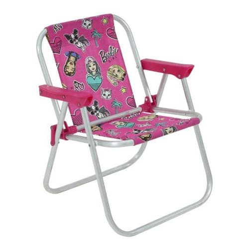 Cadeira Infantil Praia Ou Piscina Em Alumínio Barbie Bel Rosa