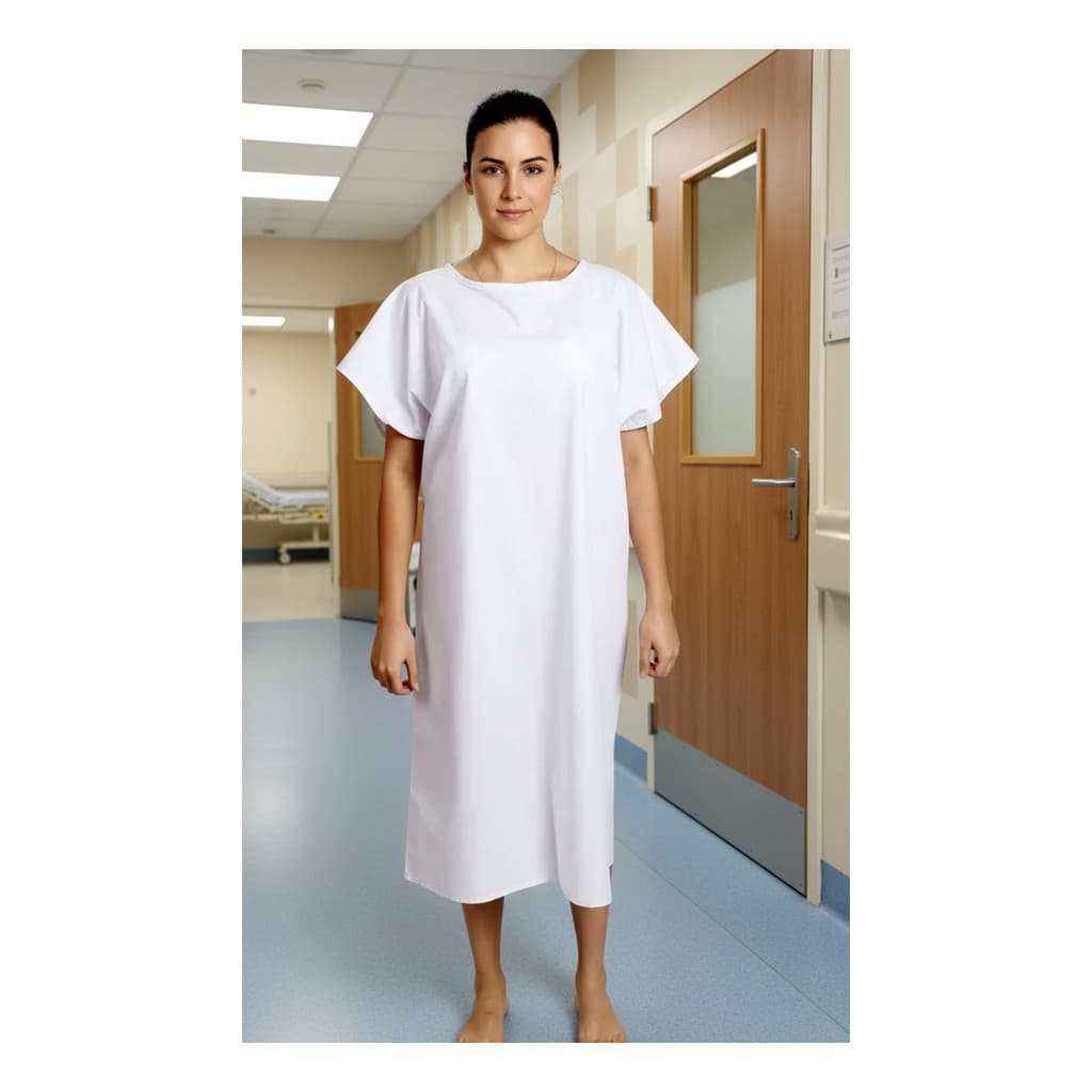 Camisola Oxford Hospitalar Mangas Japonesa Aberta Nas Costas