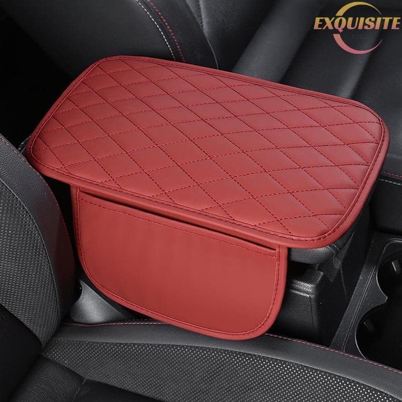[EL] Almofada De Descanso De Braço De Couro PU Para Carro Console Central Caixa Capa Protetora De Apoio Caso Com Organiz
