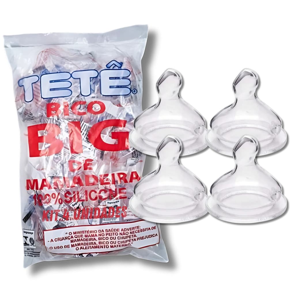 Kit 4 Unidades Bico de Mamadeira Big Ortodontico Orto de Silicone Tetê