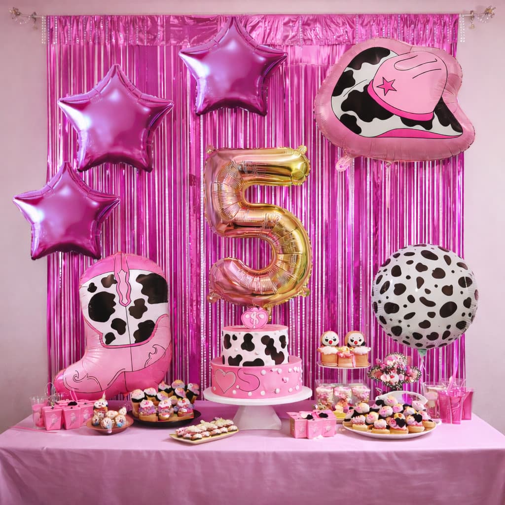 Kit Decoração de Festa Ana Castela, Cortinas, número e Balões, Aniversarios, eventos, comemorações