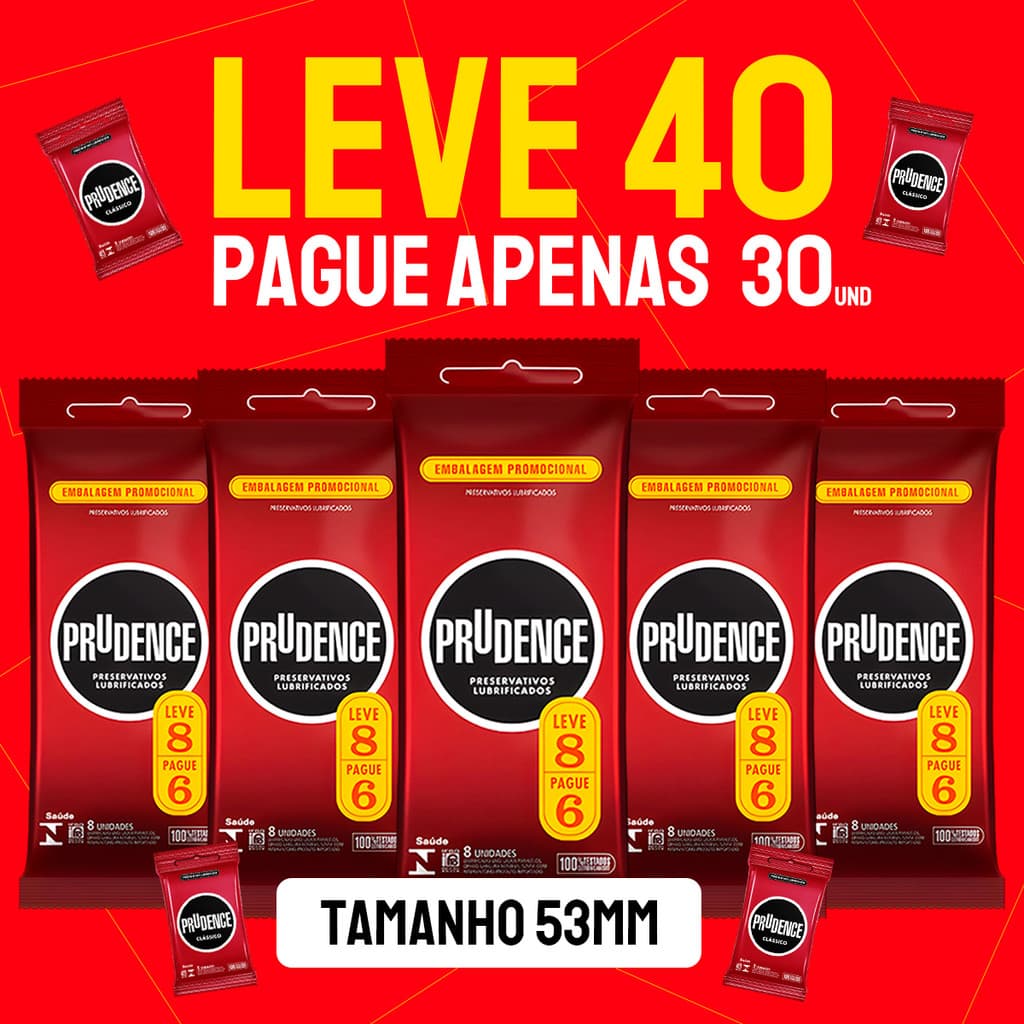 Kit Preservativo Camisinha Clássico Leve 40 Pague 30 Tradicional Pacote Com 8 Unds Por Embalagem
