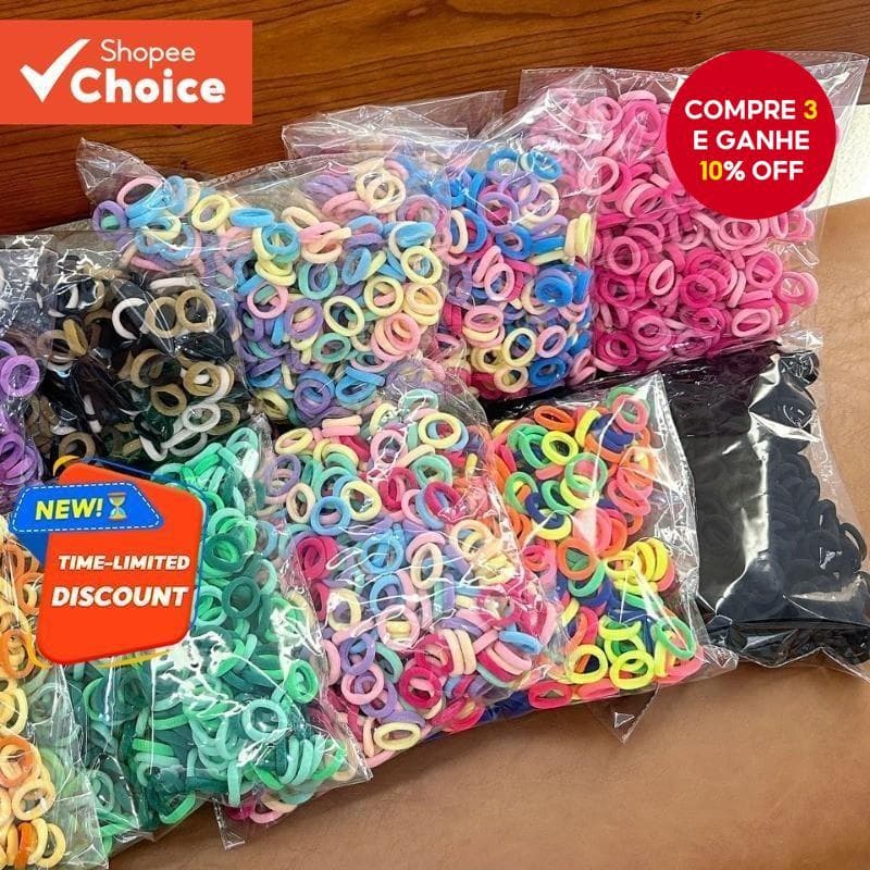 500 Peças Elásticos De Cabelo Sem Danos Para Mulheres E Crianças , Laços Coloridos Estilo Coreano , Acessórios De Rabo D