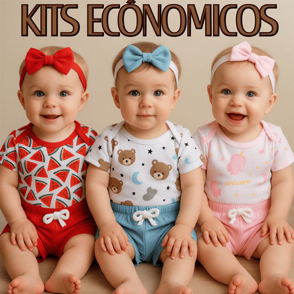 Conjuntos Body Temáticos e Faixa Peças para Bebe Menina Lacinho Mesversário 100% Algodão