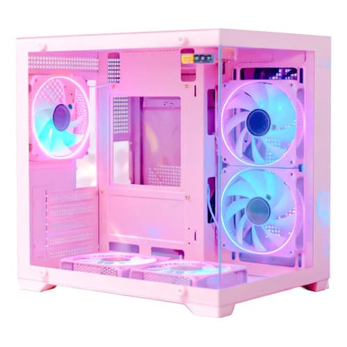Gabinete Gamer Aquario Clanm Grodd Candy Lateral De Vidro Rosa